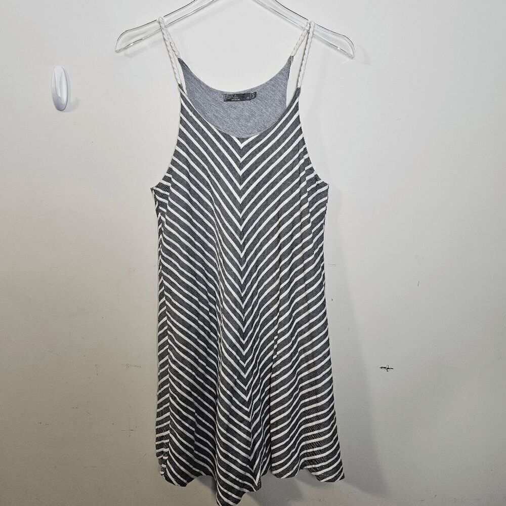 Prana Seacoast Stripe Rope Strap Dress Women's Gray/White Size Medium